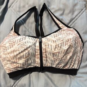 VSX Victoria Secret 34DD pale Pink and Black Zipper Sports Bra